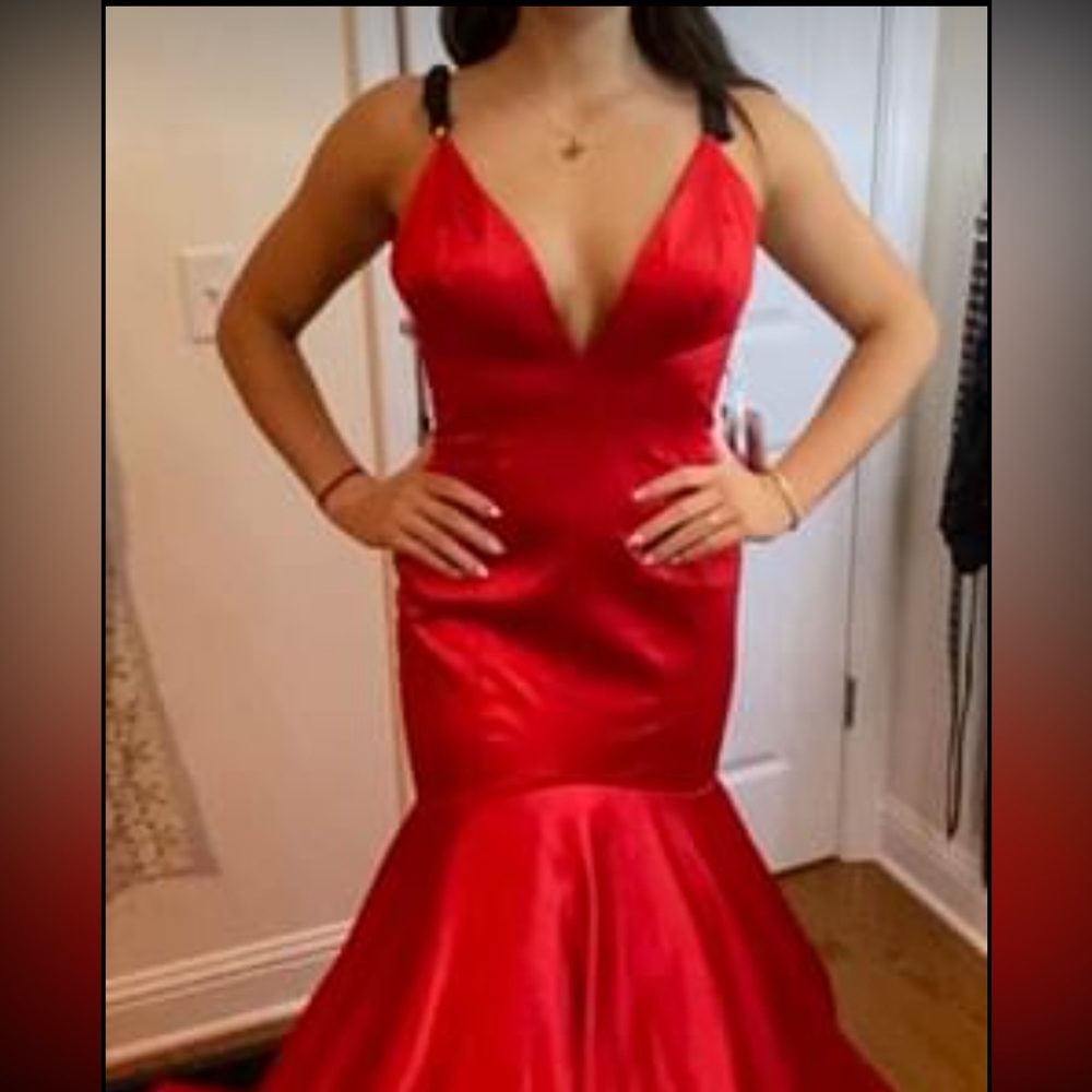 Tiffany Brand red prom dress.